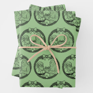Der Weihnachtsmann schenkt Bigfoot ein Geschenk Geschenkpapier Set