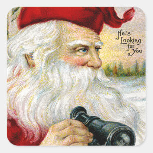 Der Weihnachtsmann sieht dich an Quadratischer Aufkleber