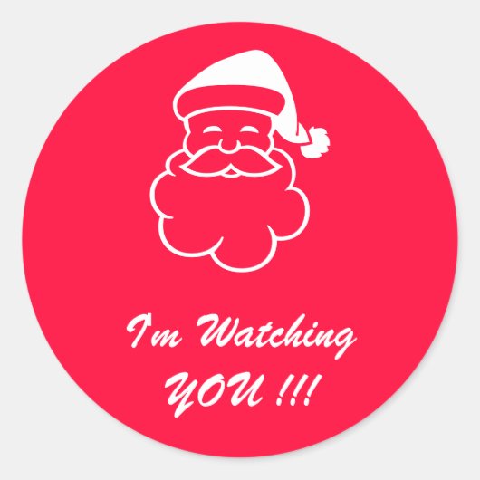 Der Weihnachtsmann sieht dir beim Aufkleber zu (Vorderseite)
