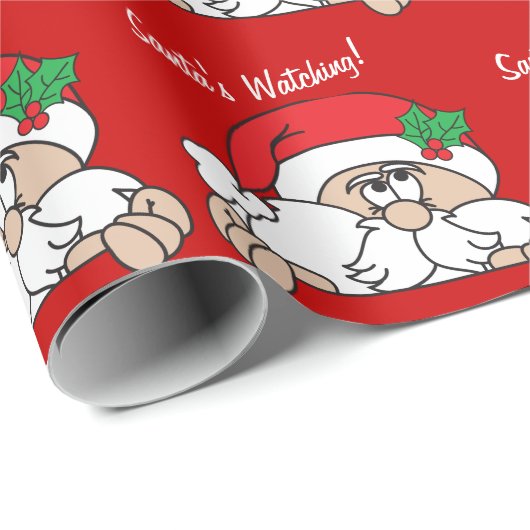 Der Weihnachtsmann sieht dir zu | Weihnachten Geschenkpapier (Rolleneckpunkt)