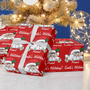 Der Weihnachtsmann sieht dir zu Weihnachten Geschenkpapier