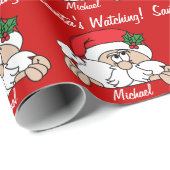 Der Weihnachtsmann sieht dir zu | Weihnachten Geschenkpapier (Rolleneckpunkt)