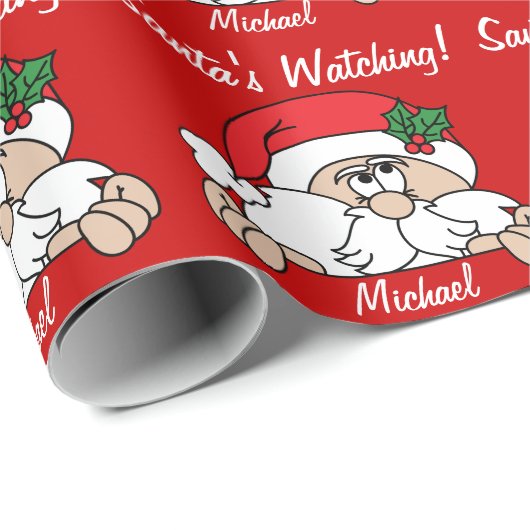 Der Weihnachtsmann sieht dir zu | Weihnachten Geschenkpapier (Rolleneckpunkt)