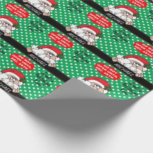 Der Weihnachtsmann sieht dir zu | Weihnachten Geschenkpapier (Ecke)