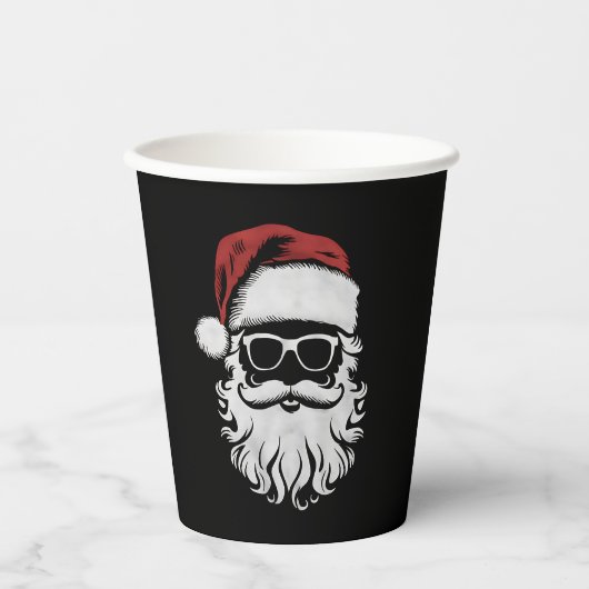 Der Weihnachtsmann sieht eine Sonnenbrille mit Hut Pappbecher (Vorderseite)