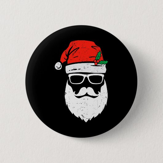 Der Weihnachtsmann sieht mit Hut-Bart-Weihnachten  Button (Vorderseite)