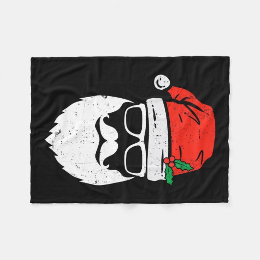 Der Weihnachtsmann sieht mit Hut-Bart-Weihnachten Fleecedecke (Vorderseite (Horizontal))