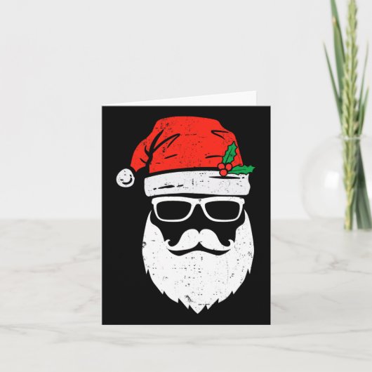 Der Weihnachtsmann sieht mit Hut-Bart-Weihnachten Karte (Vorderseite)