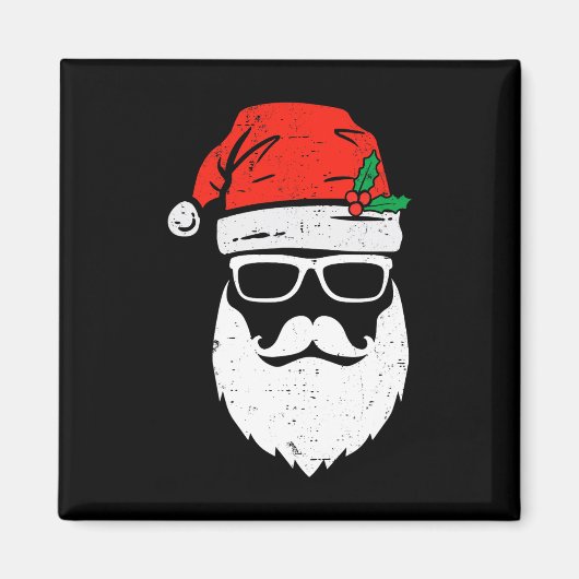 Der Weihnachtsmann sieht mit Hut-Bart-Weihnachten  Magnet (Vorne)