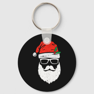 Der Weihnachtsmann sieht mit Hut-Bart-Weihnachten Schlüsselanhänger