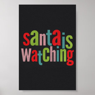 Der Weihnachtsmann sieht sich farbenfrohe Tafel an Poster