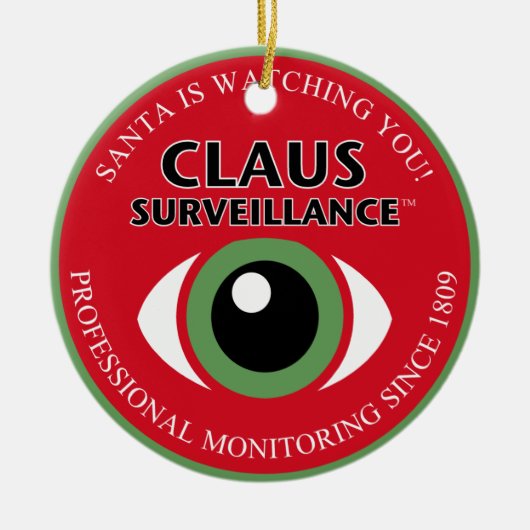 Der Weihnachtsmann sieht zu Keramik Ornament (Vorne)