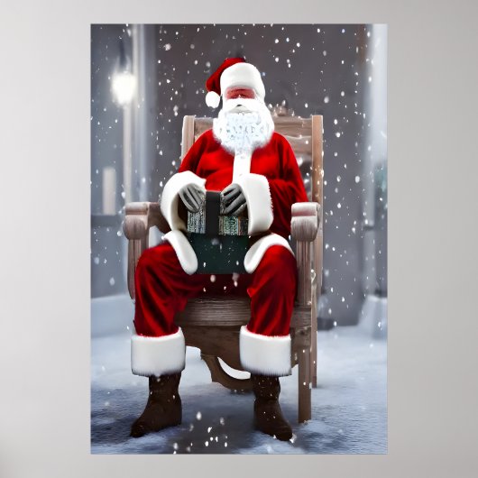 Der Weihnachtsmann sitzt im Stuhl | AI Art Poster (Vorne)