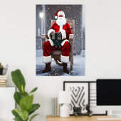 Der Weihnachtsmann sitzt im Stuhl | AI Art Poster (Heimbüro)