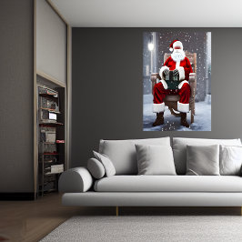 Der Weihnachtsmann sitzt im Stuhl | AI Art Poster