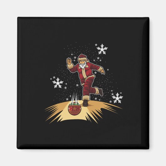 Der Weihnachtsmann spielt Bowling - Weihnachtsgesc Magnet (Vorne)