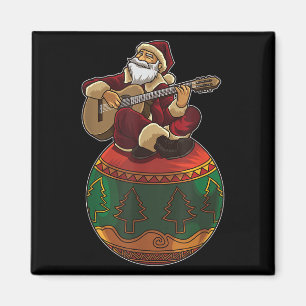 Der Weihnachtsmann spielt Gitarre auf einem Weihna Magnet