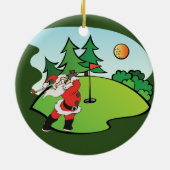 Der Weihnachtsmann spielt Golf auf dem 9. Loch Keramik Ornament (Hinten)