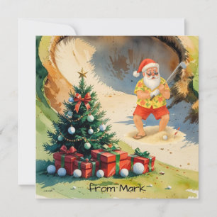 Der Weihnachtsmann spielt Golf auf dem Golfplatz i Feiertagskarte