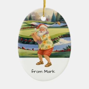 Der Weihnachtsmann spielt Golf auf dem Golfplatz i Keramik Ornament