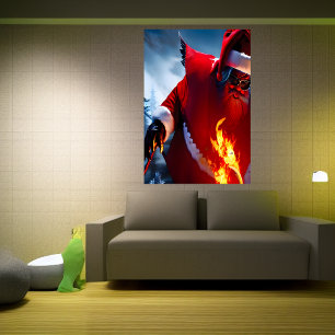 Der Weihnachtsmann spielt mit dem Feuer AI Art P Poster