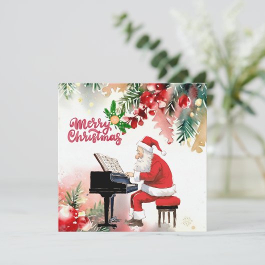 Der Weihnachtsmann spielt Piano Frohe Weihnachten (Stehend Vorderseite)