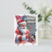 Der Weihnachtsmann spielt Videospiele auf XMAS Postkarte (Stehend Vorderseite)