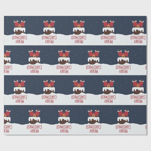 Der Weihnachtsmann steckt im Kamin, frohe Weihnach Geschenkpapier (Flach)