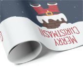 Der Weihnachtsmann steckt im Kamin, frohe Weihnach Geschenkpapier (Rolleneckpunkt)
