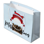 Der Weihnachtsmann steckt im Schornstein Große Geschenktüte (Rückseite Schrägansicht)