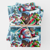 Der Weihnachtsmann steckt in einem Kamin mit spiel Geschenkpapier Set (Beispiel)