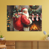 Der Weihnachtsmann Stehend vor einem Kamin Leinwanddruck (Insitu (Wohnzimmer))