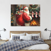 Der Weihnachtsmann Stehend vor einem Kamin Leinwanddruck (Insitu (Schlafzimmer))