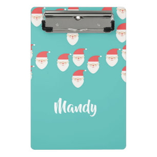 Der Weihnachtsmann steht blau Mini Klemmbrett