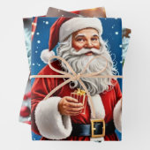 Der Weihnachtsmann steht fröhlich in einer schneeb Geschenkpapier Set (Beispiel)