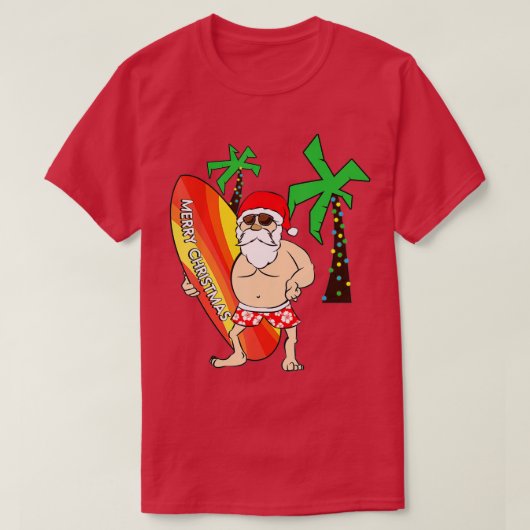 Der Weihnachtsmann surft Weihnachten in Hawaii Jul T-Shirt (Design vorne)