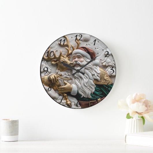 Der Weihnachtsmann teilt freudig Momente mit Renti Große Wanduhr (Zuhause)