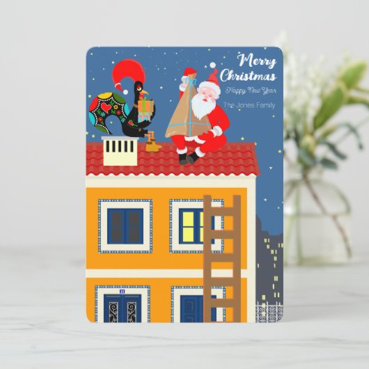 Der Weihnachtsmann trifft auf das portugiesische R Karte (Stehend Vorderseite)