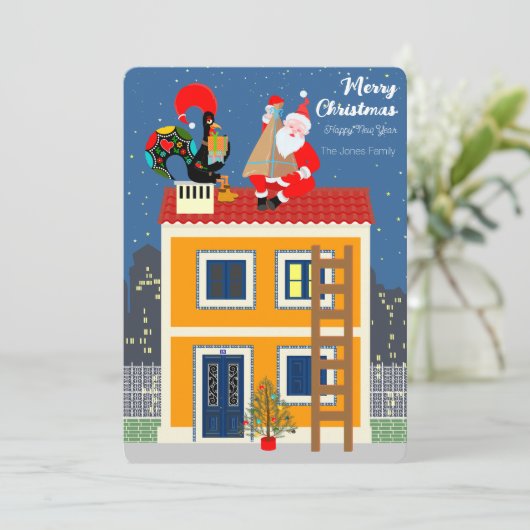 Der Weihnachtsmann trifft auf das portugiesische R Karte (Stehend Vorderseite)