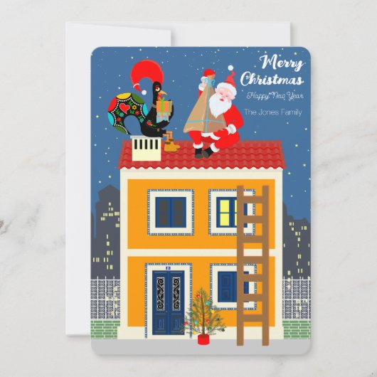 Der Weihnachtsmann trifft auf das portugiesische R Karte (Vorderseite)