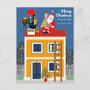 Der Weihnachtsmann trifft auf das portugiesische R Postkarte