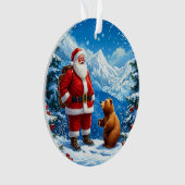 Der Weihnachtsmann trifft sich mit freundlichem Bä Ornament (Vorderseite)