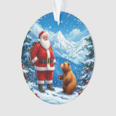 Der Weihnachtsmann trifft sich mit freundlichem Bä Ornament (Vorderseite)
