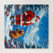 Der Weihnachtsmann trifft sich mit freundlichem Bä Puzzle (Horizontal)