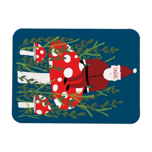 Der Weihnachtsmann über das Magische Pilz Weihnach Magnet (Horizontal)