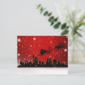 Der Weihnachtsmann über der Postkarte der Stadt (Stehend Vorderseite)
