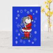 Der Weihnachtsmann umarmt seine Radio-Weihnachtska Karte (Gelbe Blume)