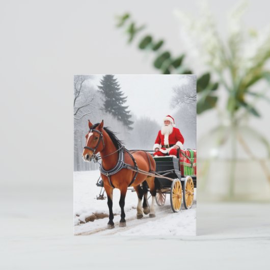 Der Weihnachtsmann und das Fünf-Legende-Pferd Postkarte (Stehend Vorderseite)
