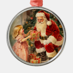 Der Weihnachtsmann und das Kind Vintag Ornament Aus Metall