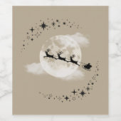 Der Weihnachtsmann und der Mond Weinetikett (Einzelnes Label)
